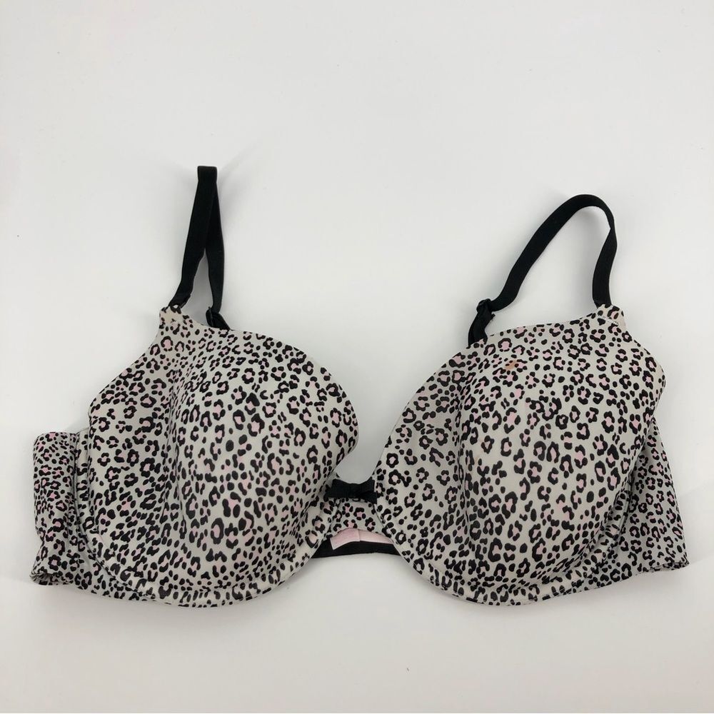 Victorias Secret Demi‎ Bra 38C Leopard black White Pink
